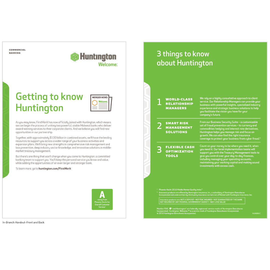 Huntington pre-conversion in-branch handout, front and back